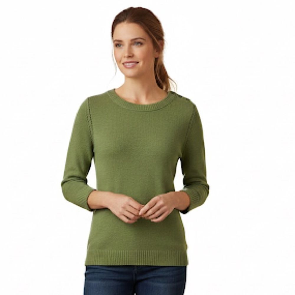Banana Republic Green Cotton Angora Blend 3/4 Sleeve Sweater with Button Detail